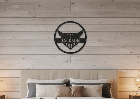 Attacking Eagle Monogram - Steel Sign