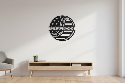 America's Pastime Metal Sign hanging on a modern white wall
