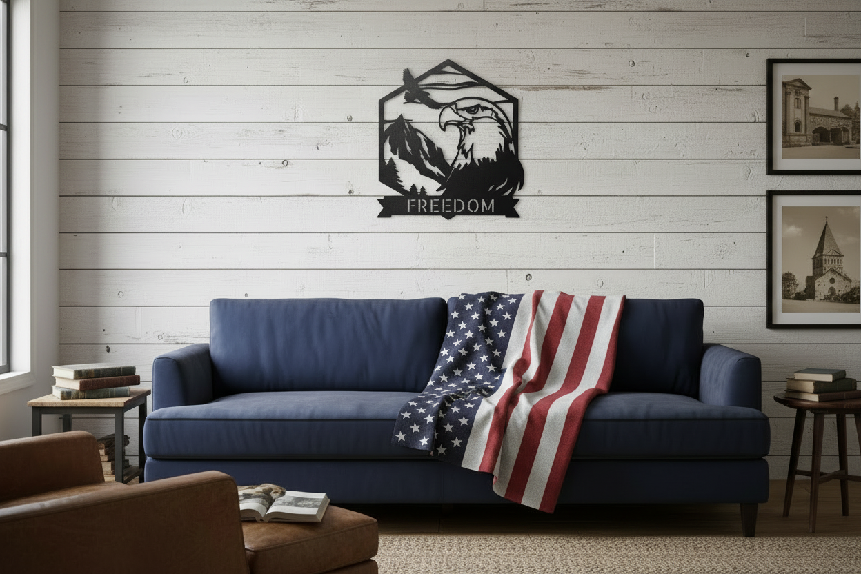 Bald Eagle Monogram - Steel Sign