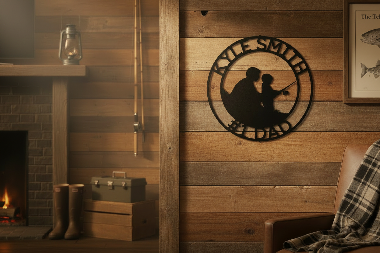 Father and Son Fishing Monogram - Steel Sign